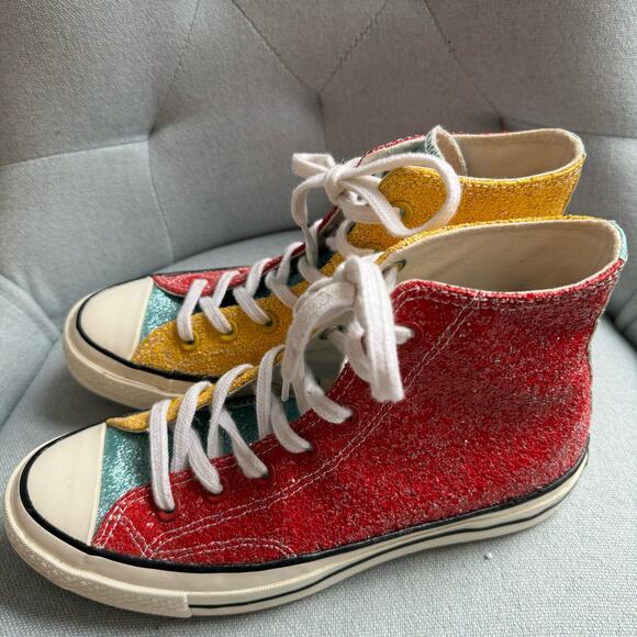 Converse x JW Anderson Chuck 70 Hi Top Glitter Barbosa Cherry M6 W8 - Picture 5 of 15